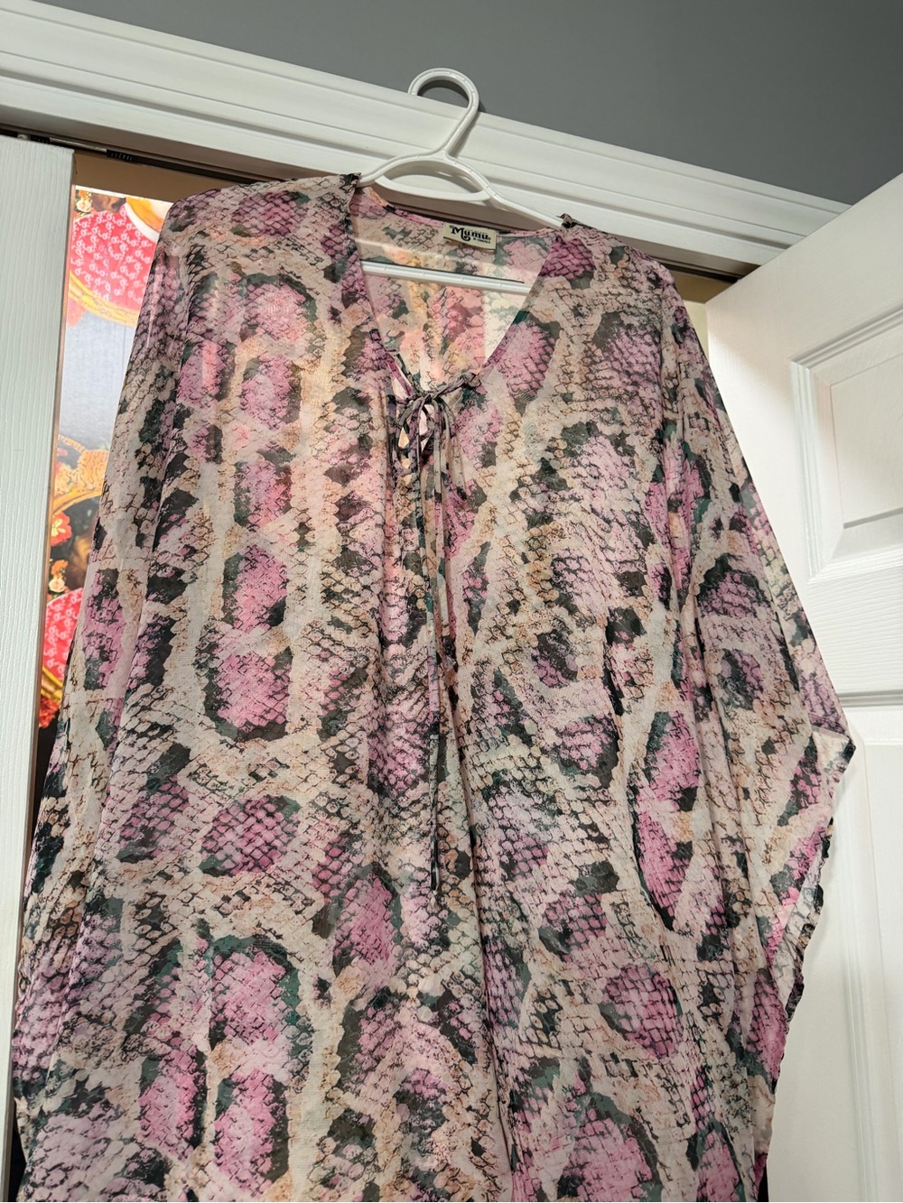 Show Me Your Mumu Pink & Cream Snake-Print Sheer Tunic